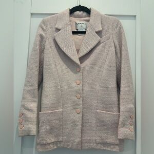 Authentic Chanel Vintage 2003 Pink Tweed Boucle Blazer Jacket Size 34 03P